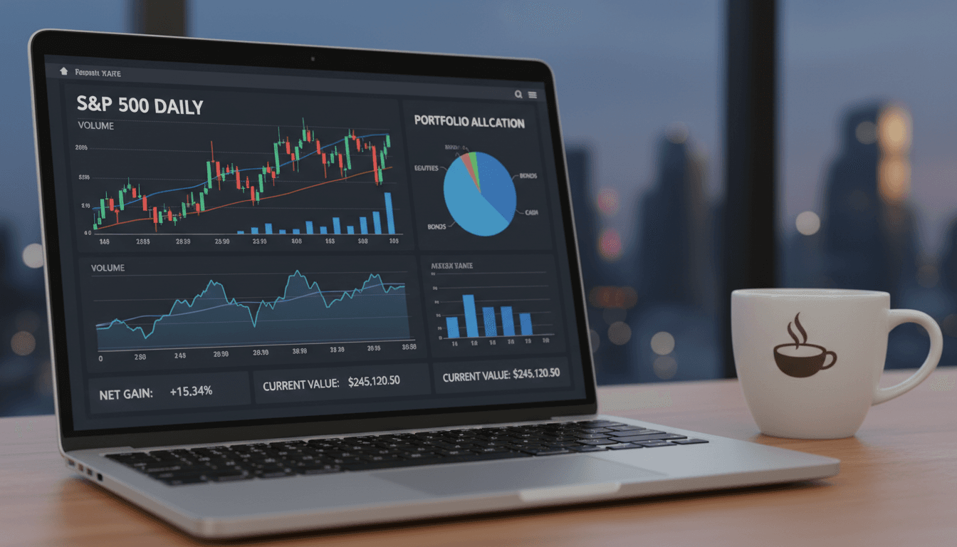 Pantalla de ordenador con herramientas financieras y recursos del club