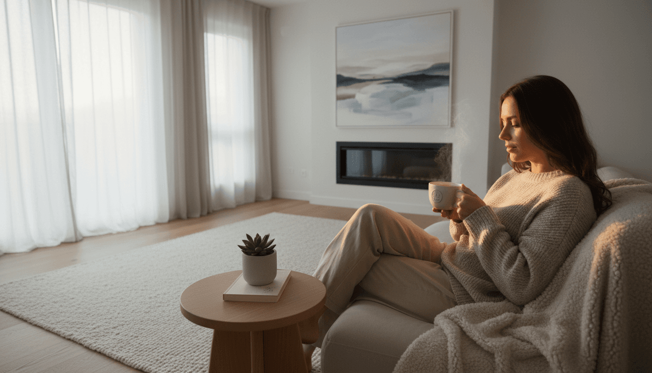 persona reflexionando con café